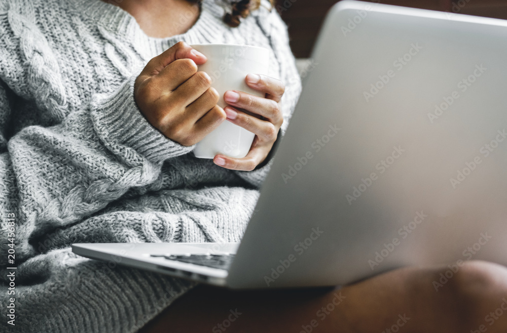 Woman working on a laptop