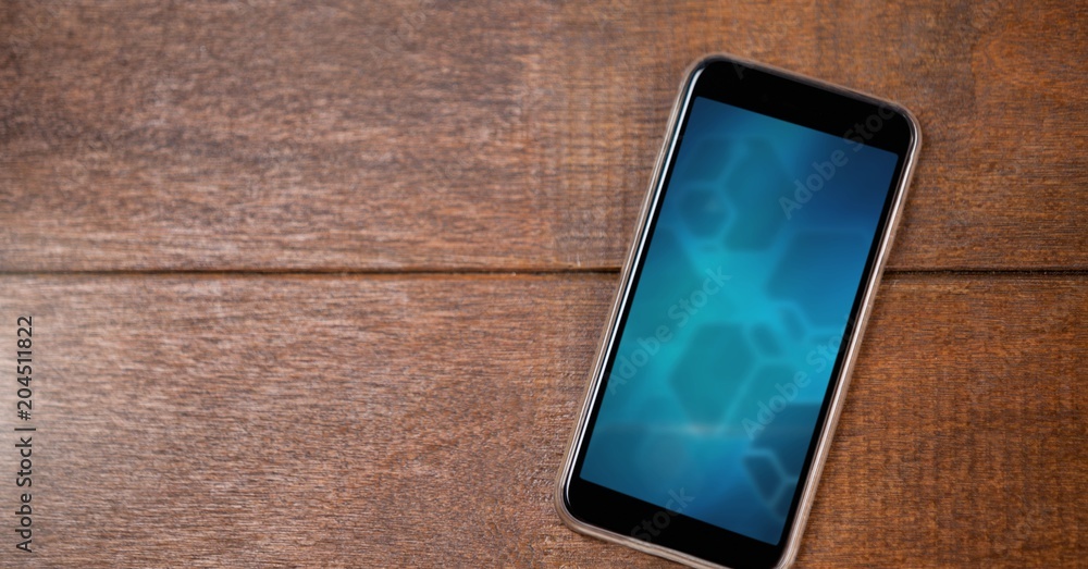 blue gradient phone on wood