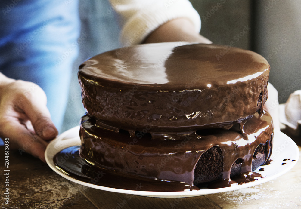 Chocolate fudge cake photography recipe idea