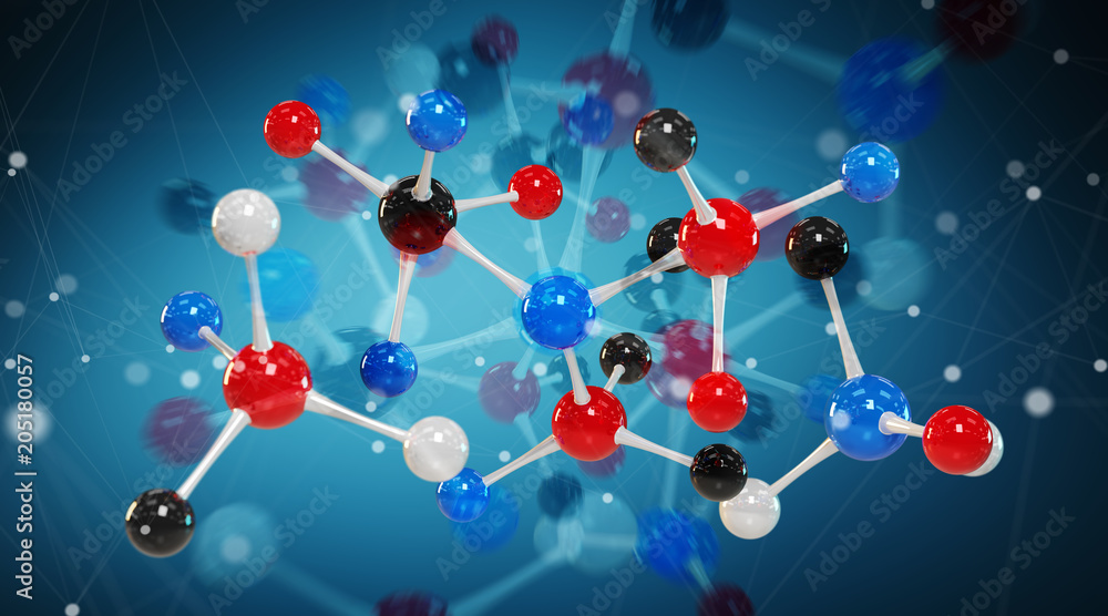 现代数字分子结构3D渲染