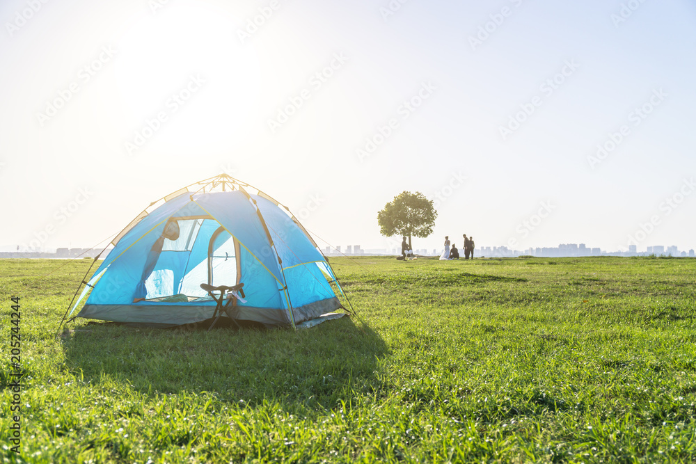 camping tent on the grassland