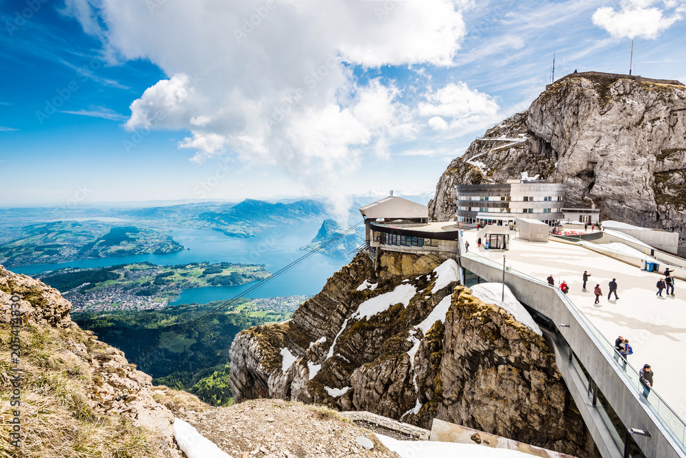 Panorama, Pilatus Kulm, Gipfel über dem Vierwaldstättersee, Schweiz, Europa