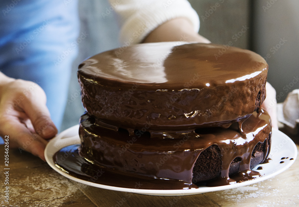 Chocolate fudge cake photography recipe idea