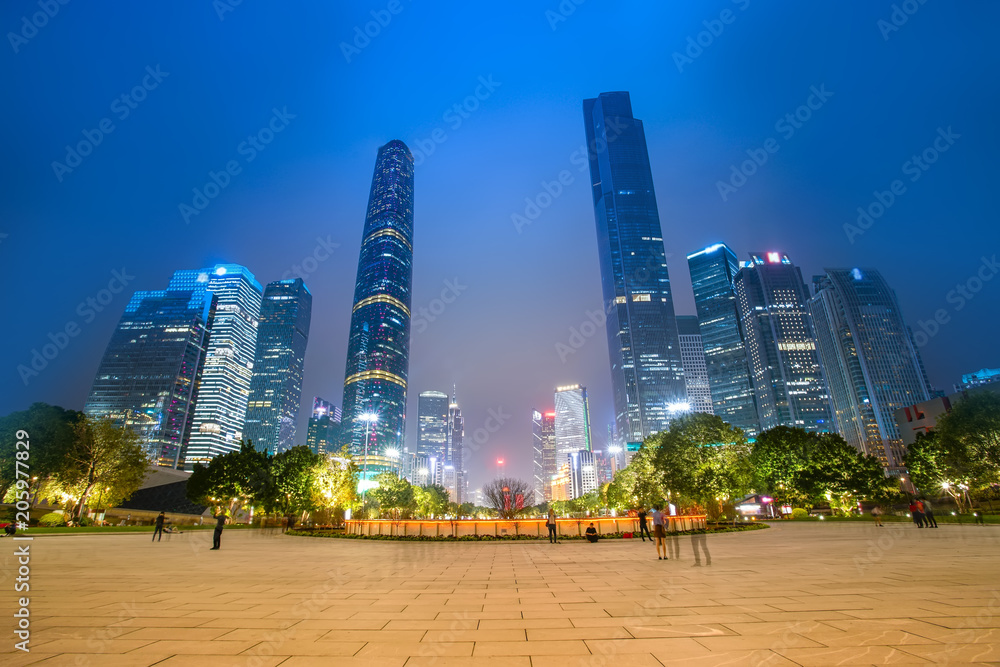 The night view of Guangzhou city building