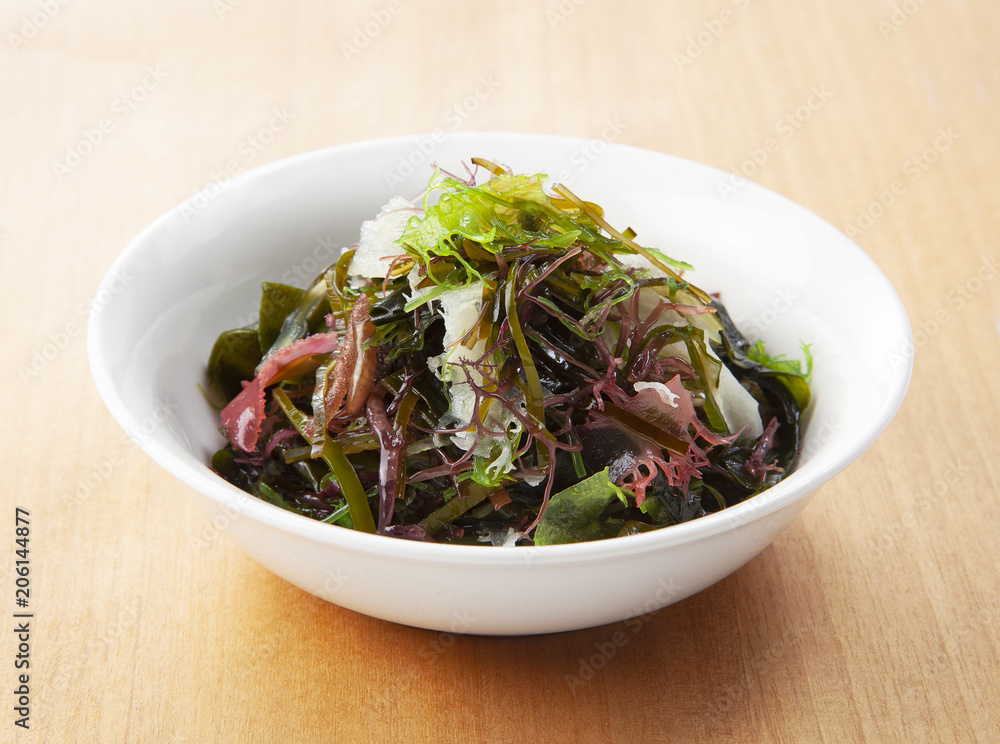 A delicious fresh seaweed salad.