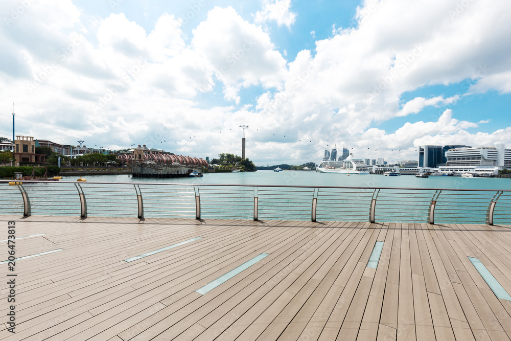 cityscape of modern city from empty square