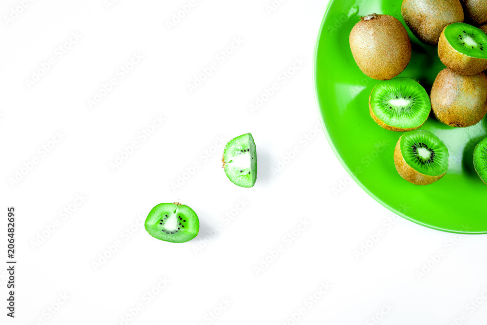 kiwi for healthy fruit dessert on white table background top vie