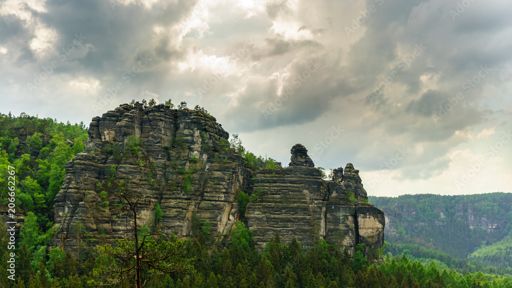 Sächsische Schweiz, Ausblick vom Hinteren Raubschloß in das Elbsandsteingebirge