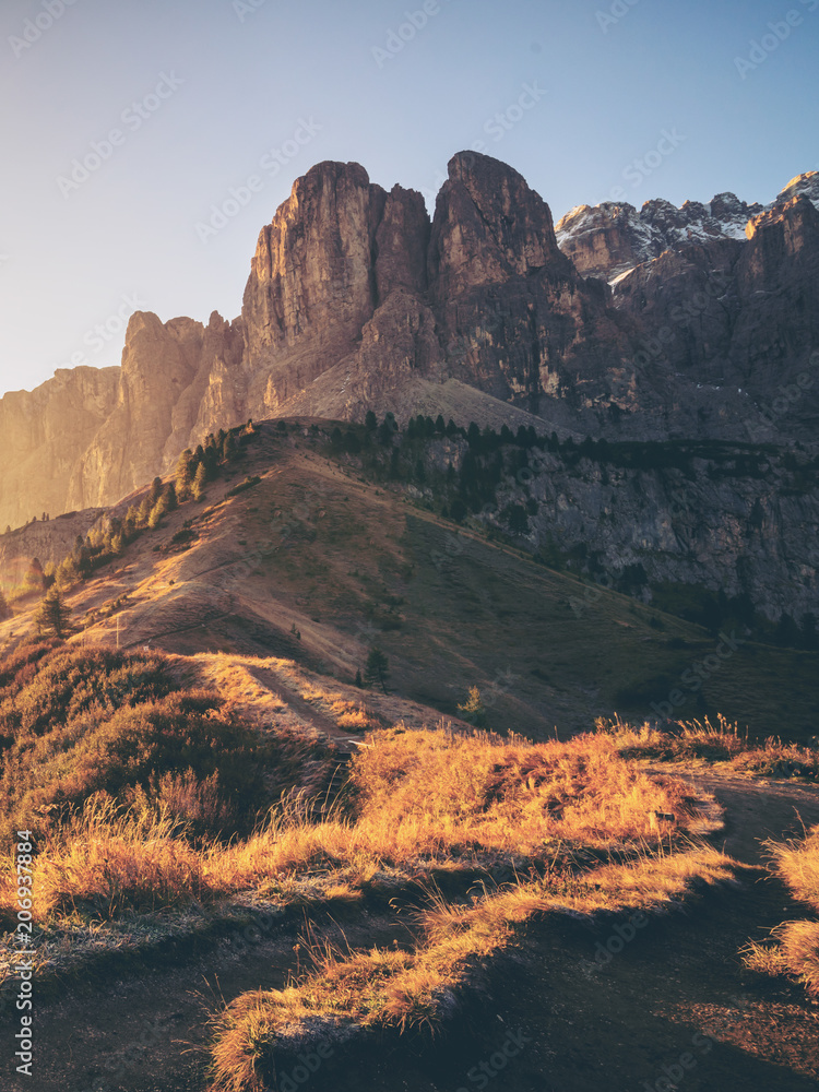 意大利多洛米蒂，Passo Gardena景观。