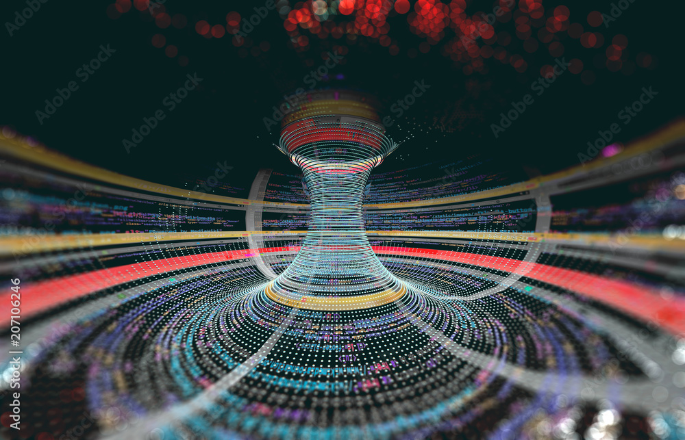 Fondo abstracto de ciencia,tecnología y big data.Concepto de datos y comunicación con estructura de 