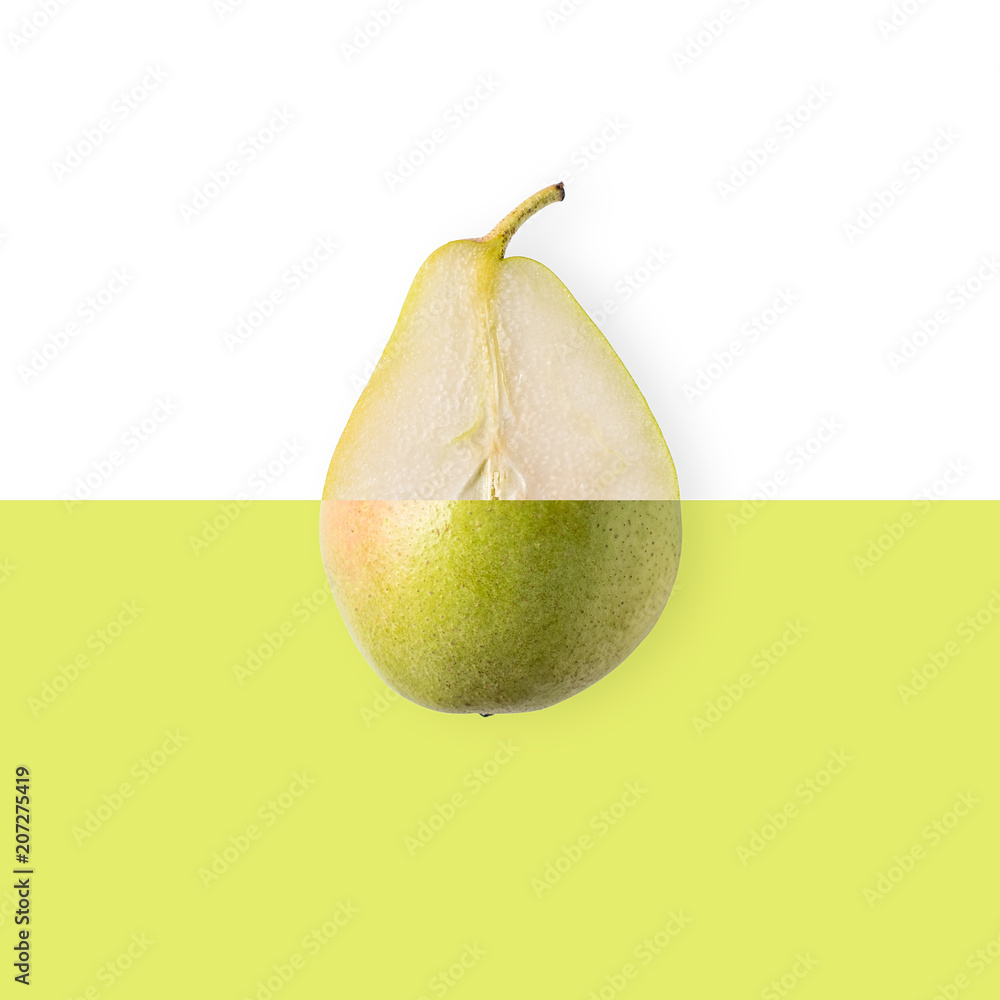 Creative layout made of pear. Flat lay. Food vegan concept.