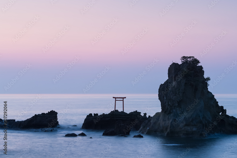 Sunrise at sea in summer season at Hattachi beach , Iwaki town , Fukushima prefecture.