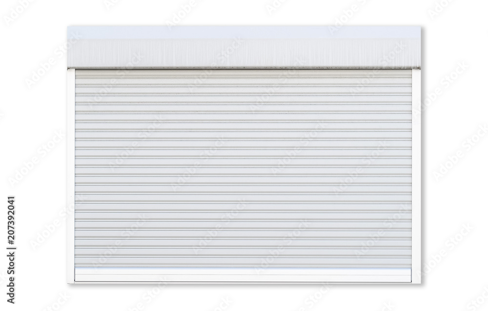 White roller shutter garage window isolated on white background