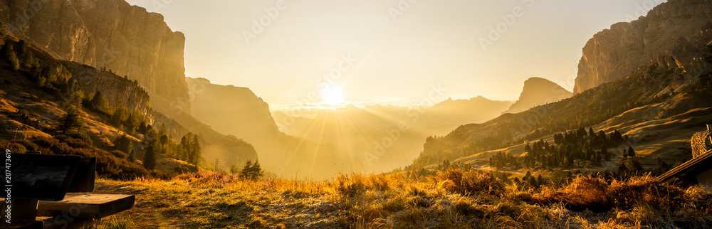 Dolomites, Italy Landscape at Passo Gardena.