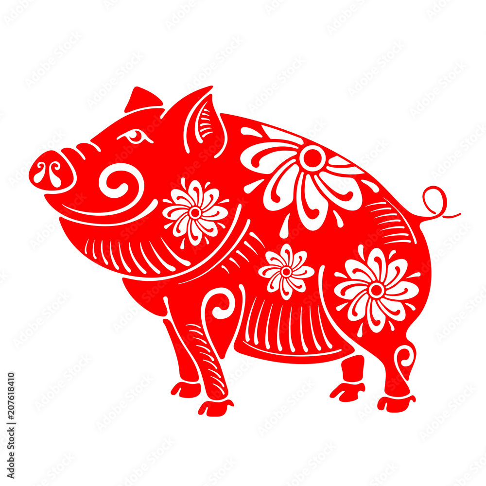 Pig, plump and cheerful