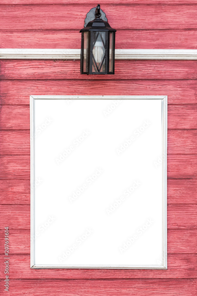 Blank store billboard on wood wall