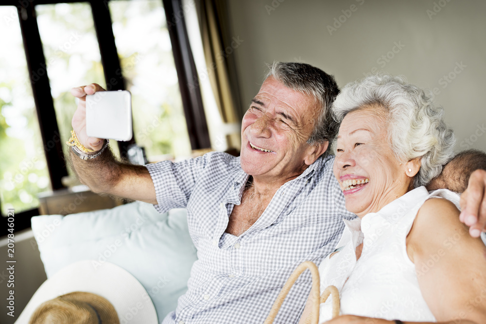 A senior couple on vacation