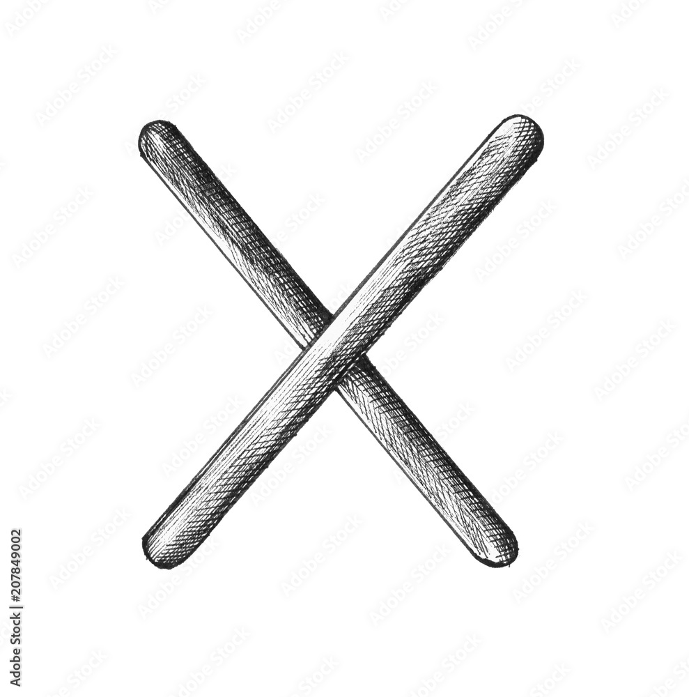 Hand-drawn wrong cross illustration