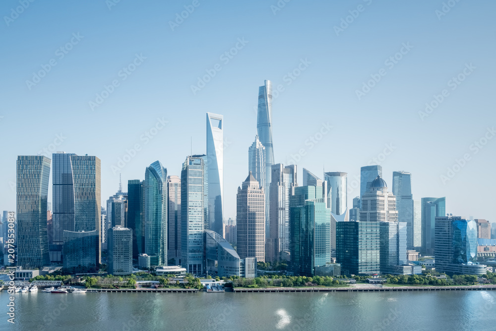 modern financial building on huangpu riverside