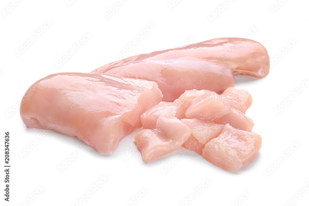 Raw chicken fillet on white background