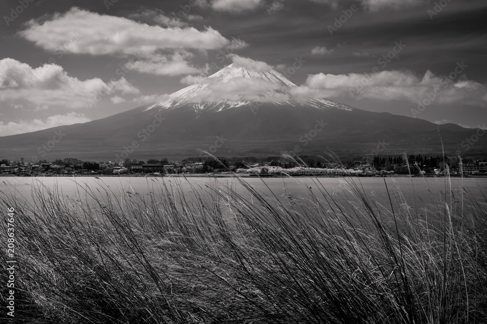 清晨的富士山和河口湖