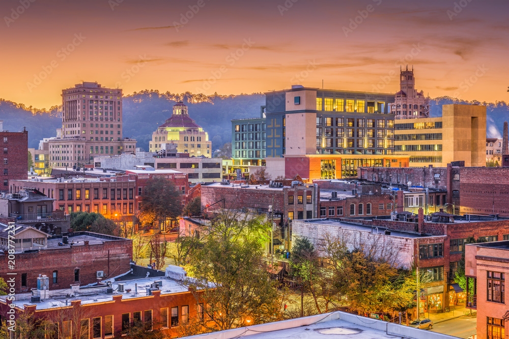 Asheville，North Caroilna，USA天际线