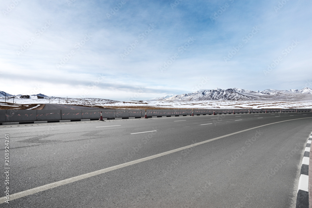 empty asphalt road with landscape