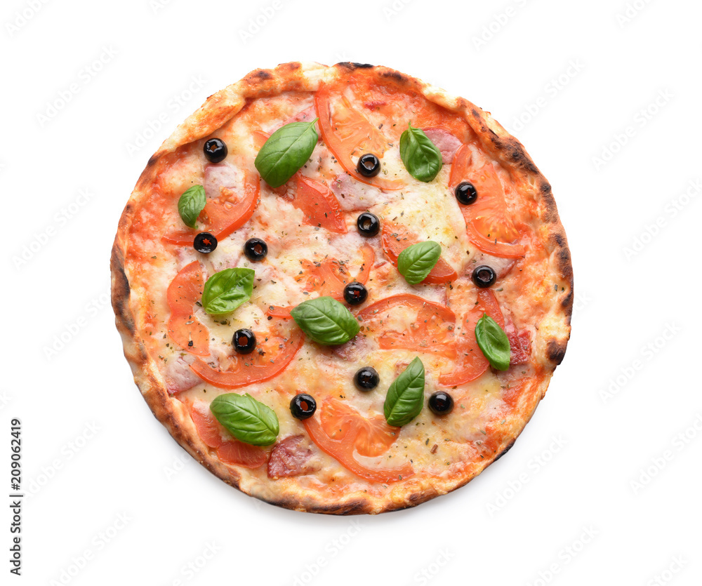 Tasty pizza on white background