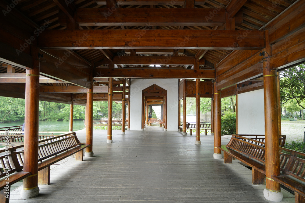 Chinese wooden corridor