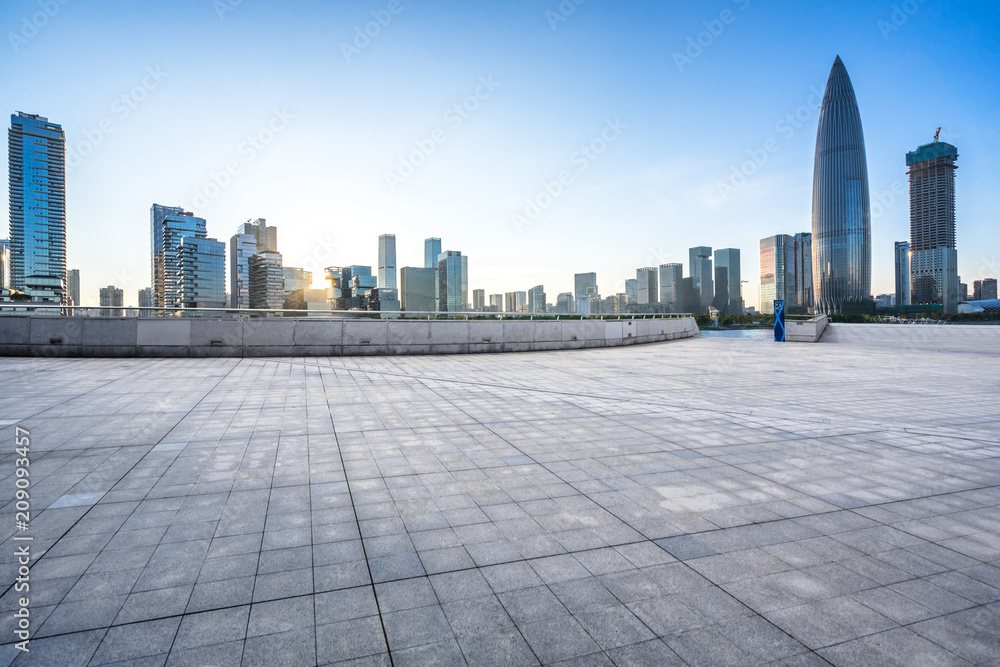 空广场全景城市天际线