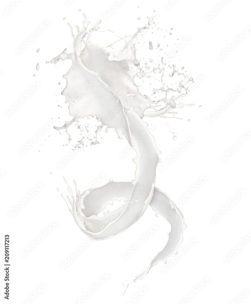 Abstract splash of milk on white background