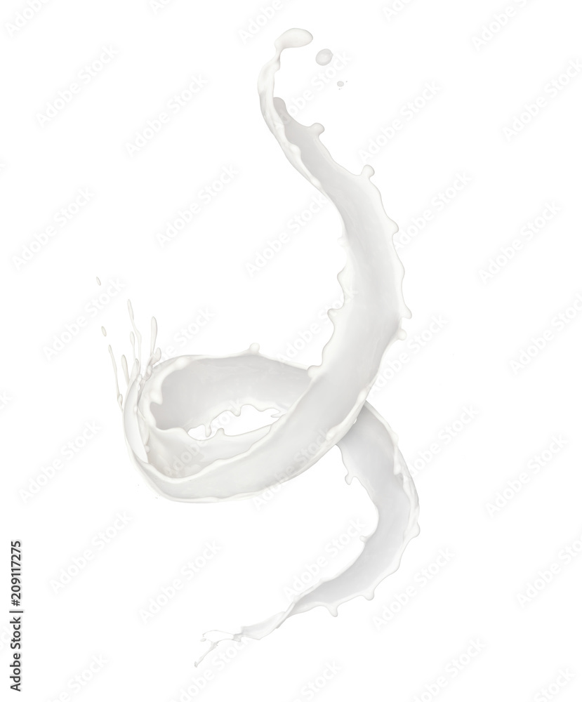 Abstract splash of milk on white background