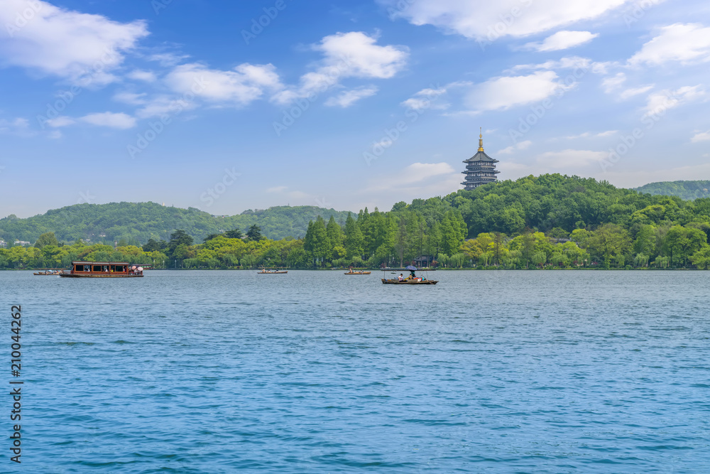 Beautiful landscape and landscape in West Lake, Hangzhou, China