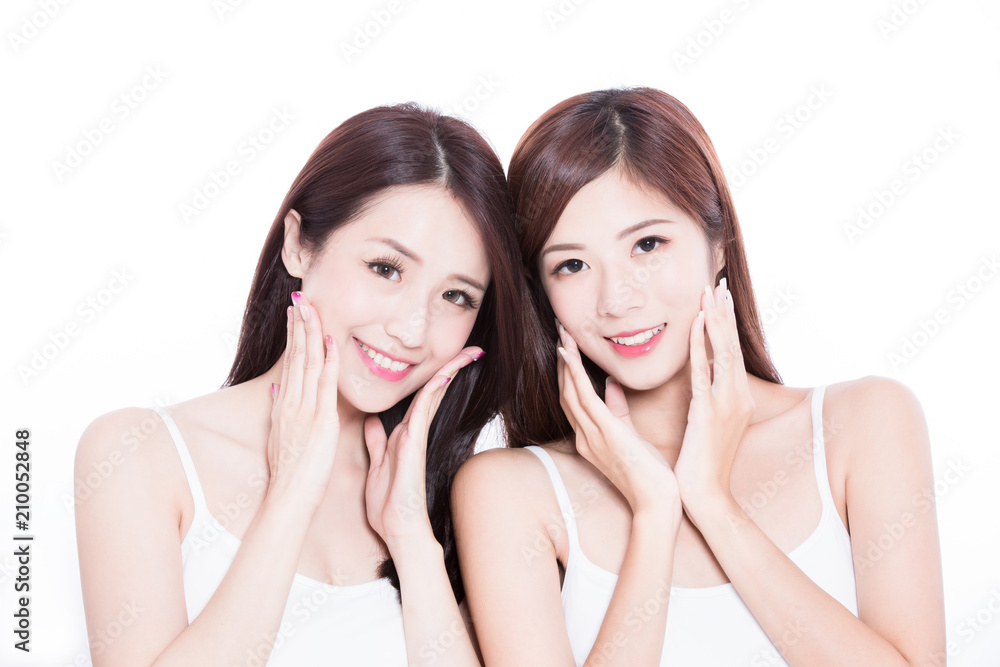 two beauty skincare woman