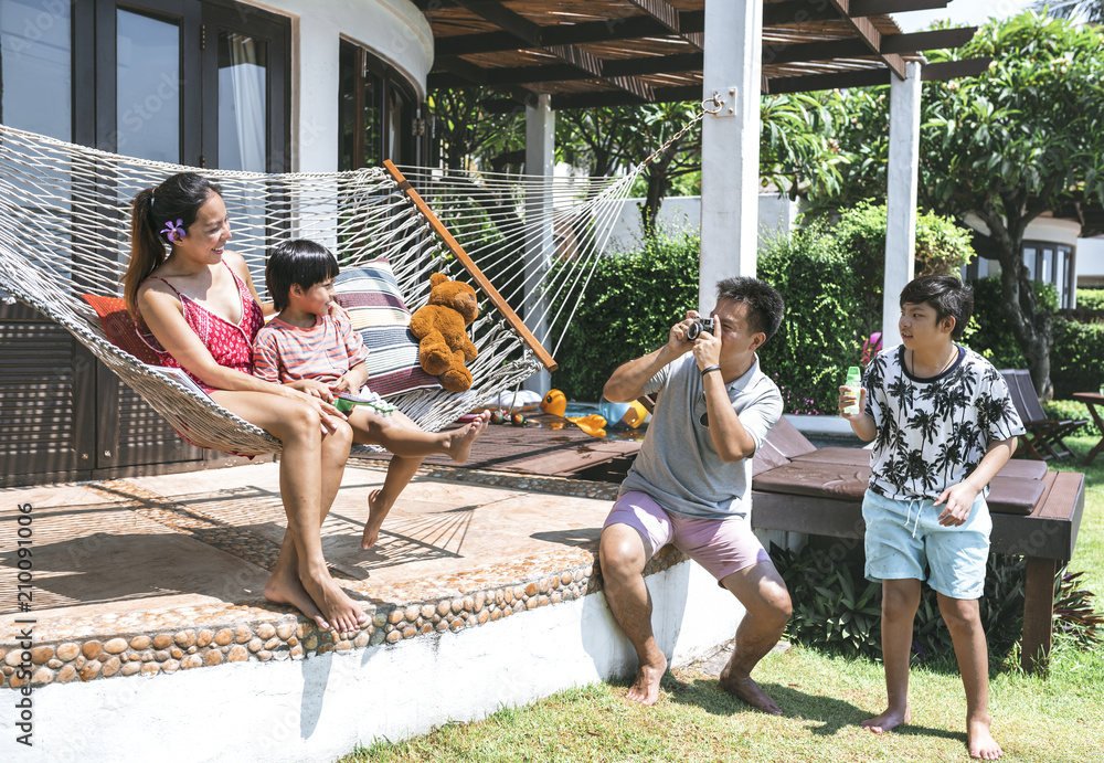 Asian family on vacation