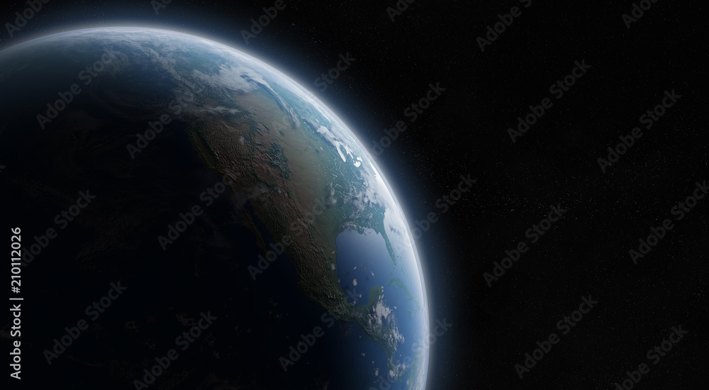 View of blue planet Earth in space 3D rendering elements of this image furnished by NASA