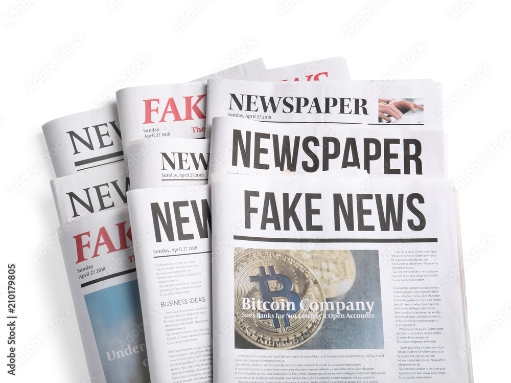 Newspapers on white background