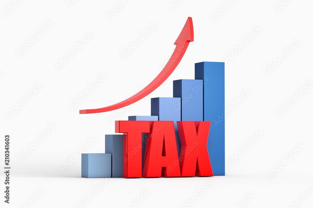 chart and arrow with tax ,business concept