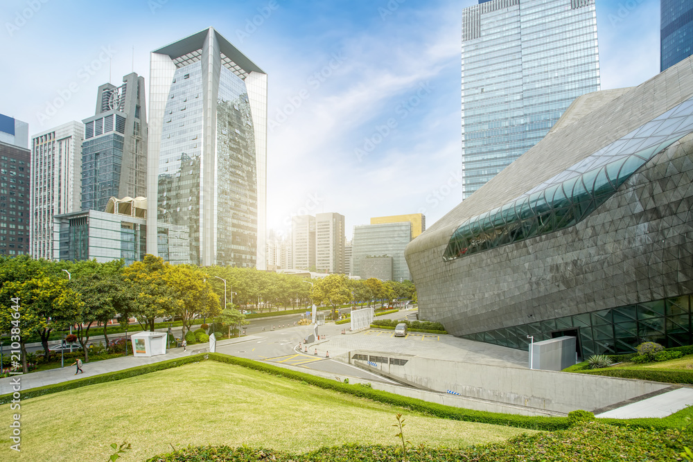 城市摩天大楼的现代建筑。