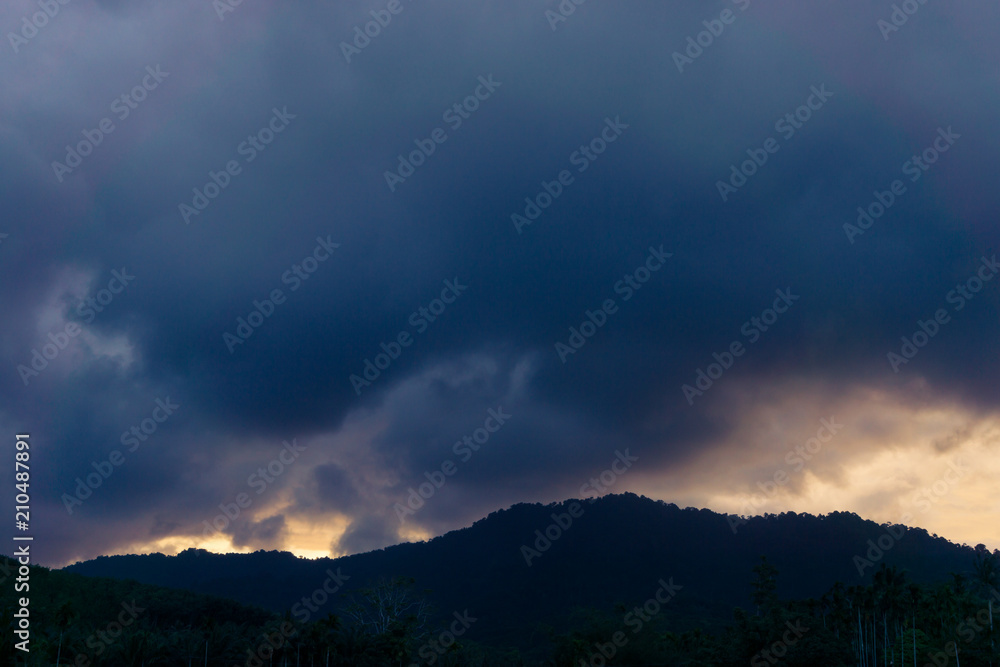 The cloud storm over the top of mountain