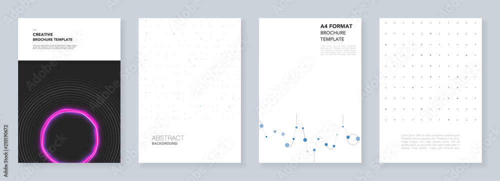 简约时尚的小册子模板，带有抽象多彩的信息图形，极简的未来设计