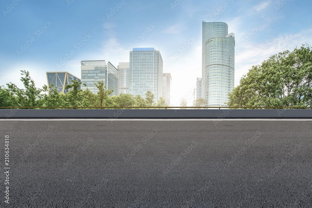 Prospects for expressway, asphalt pavement, city building commercial building, office building