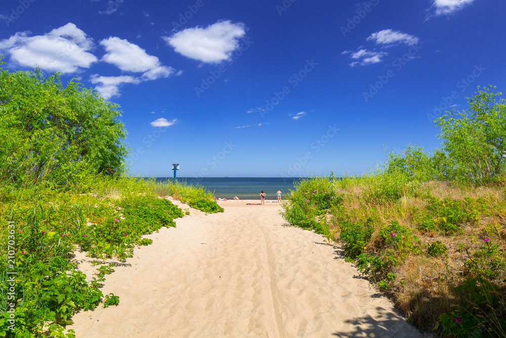 波兰索波特夏季波罗的海海滩入口