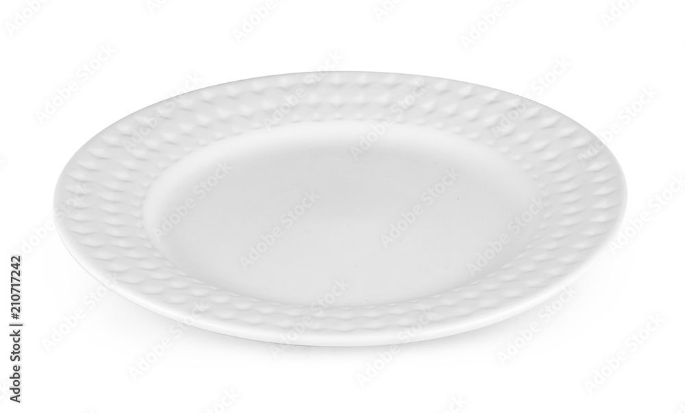 White ceramic plate isolated on background