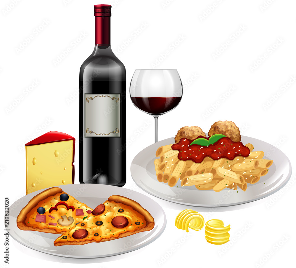 An Italian Cuisine on White Background