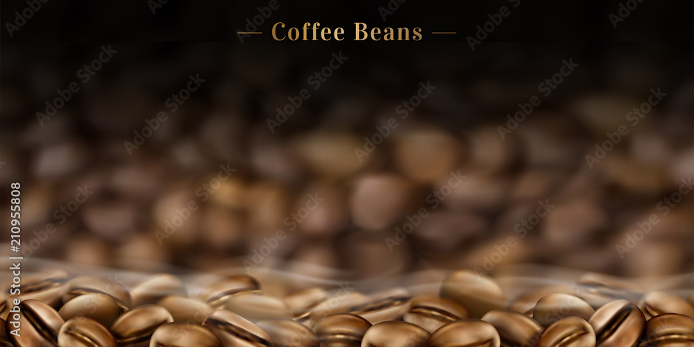 Hot coffee beans background