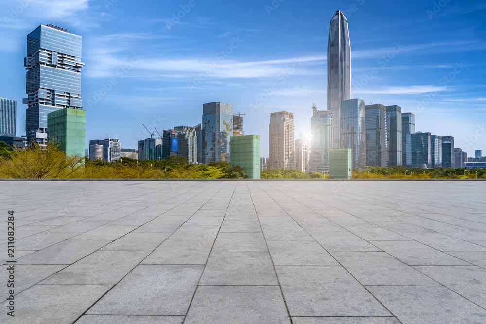 empty road with panoramic cityscape