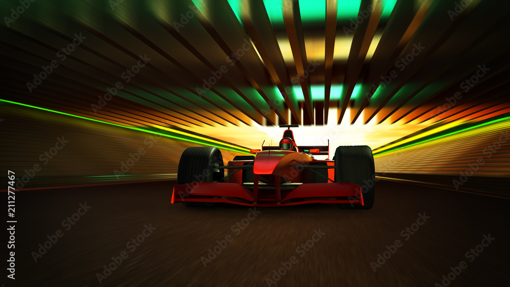 Sport racing car fast driving to achieve the champion dreame , motion blur effect apply . 3D renderi