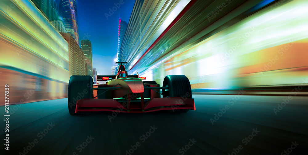 Sport racing car fast driving to achieve the champion dreame , motion blur effect apply . 3D renderi