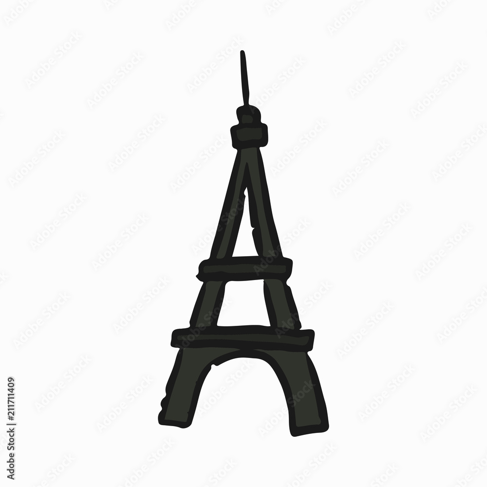 The Eiffel Tower doodle drawing illustration